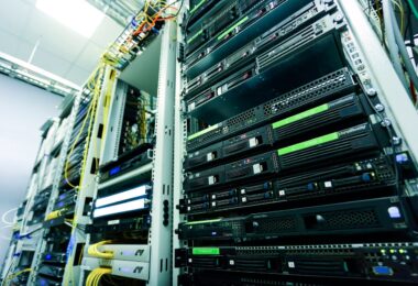 Network servers in a rack enclosure, the hardware behind plans when you buy web hosting