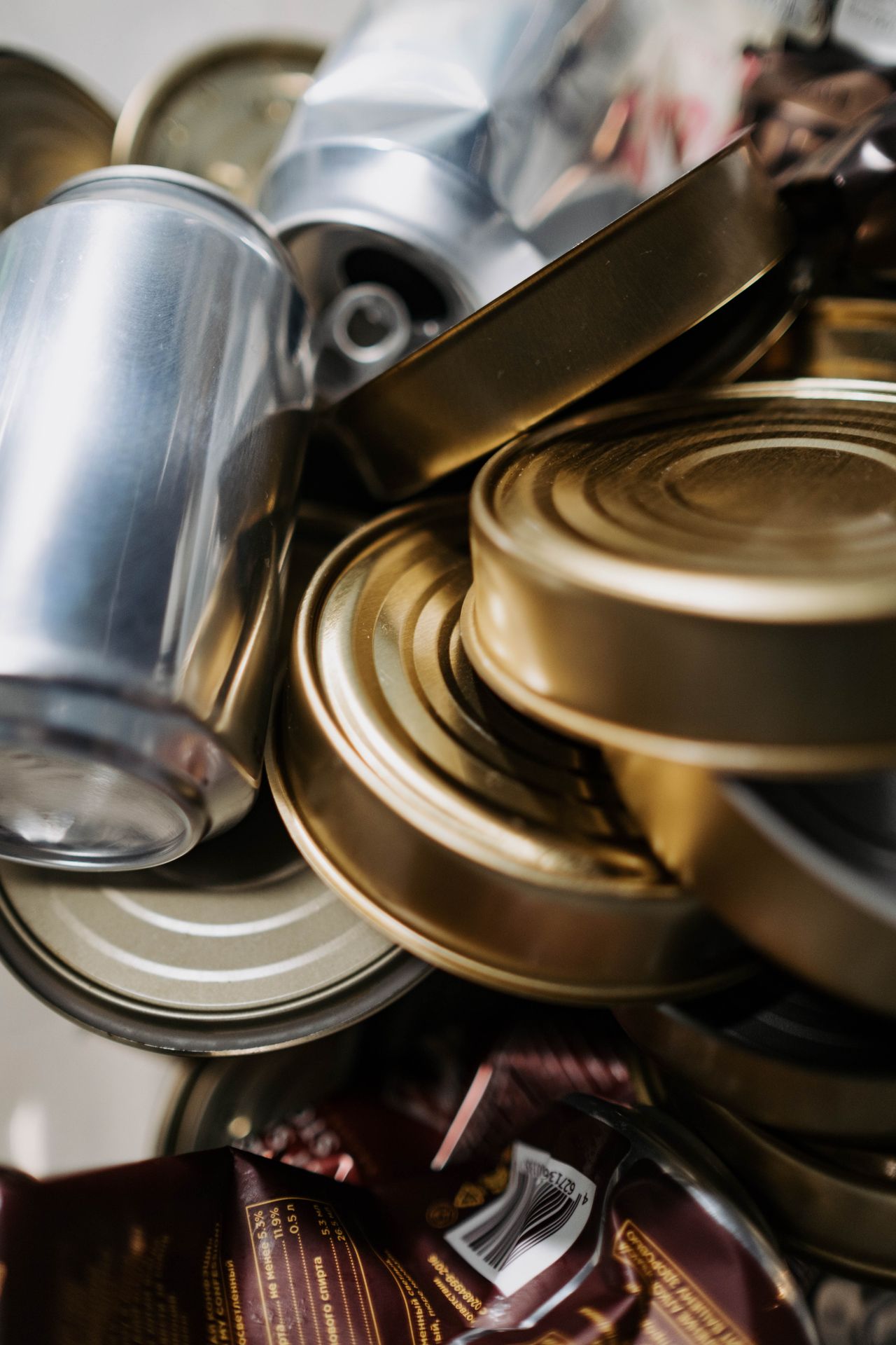 Used cans collected for recycling, a small but same-day way to earn quick cash